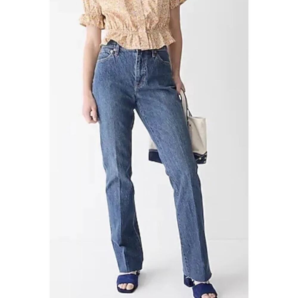 J. Crew Women's Full Length Demi Boot Cotton Raw Hem Stretch Denim Jeans 30 Tall